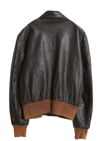 70s 80s USA製 Brigade Quartermasters 本革 レザー A-2 フライト ジャケット メンズ L 程 ヴィンテージ 革ジャン ボンバー ゴートスキン