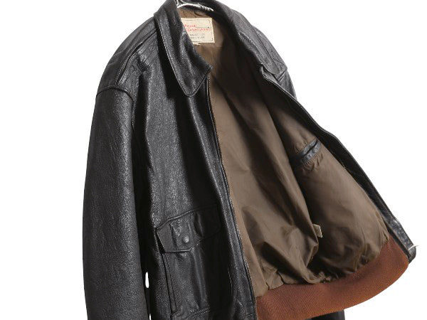 70s 80s USA製 Brigade Quartermasters 本革 レザー A-2 フライト ジャケット メンズ L 程 ヴィンテージ 革ジャン ボンバー ゴートスキン