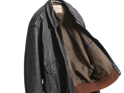 70s 80s USA製 Brigade Quartermasters 本革 レザー A-2 フライト ジャケット メンズ L 程 ヴィンテージ 革ジャン ボンバー ゴートスキン