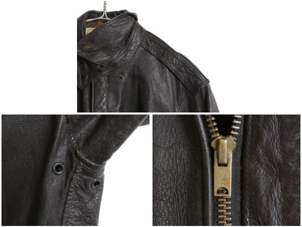 70s 80s USA製 Brigade Quartermasters 本革 レザー A-2 フライト ジャケット メンズ L 程 ヴィンテージ 革ジャン ボンバー ゴートスキン