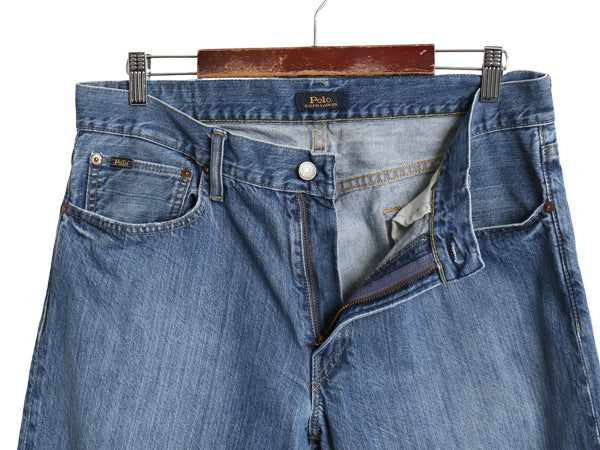 ポロ ラルフローレン デニム パンツ メンズ 実寸 35 28 / ヴィンテージ モデル ジーンズ ジーパン ストレート 革パッチ ボトムス 5ポケット