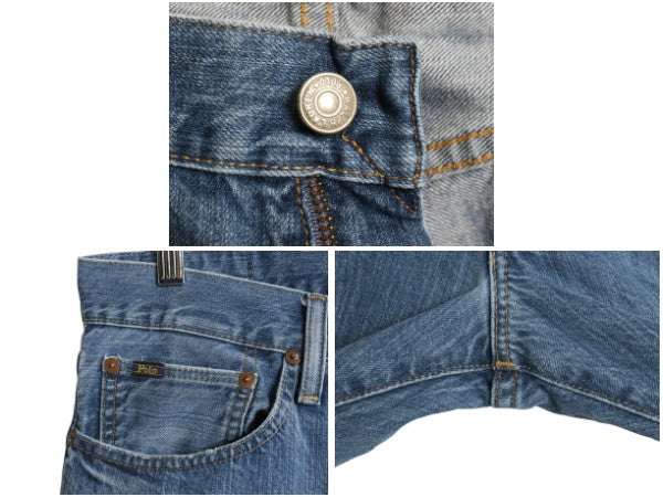 ポロ ラルフローレン デニム パンツ メンズ 実寸 35 28 / ヴィンテージ モデル ジーンズ ジーパン ストレート 革パッチ ボトムス 5ポケット