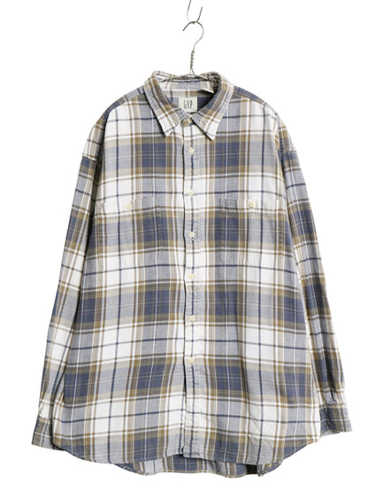 00s オールド ギャップ チェック 長袖 フランネル シャツ メンズ XL / 旧タグ ネルシャツ 長袖シャツ コットン 大きいサイズ マルチカラー