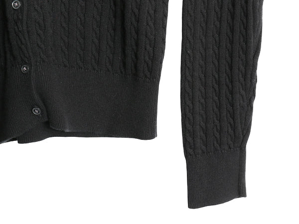 ポロ ラルフローレン コットン ケーブル ニット カーディガン キッズ XL レディース XS セーター 前開き ワンポイント ショート丈 ブラック