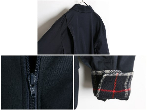 80s 英国製 バーバリー プローサム スイングトップ ジャケット メンズ L 程/ ヴィンテージ ギャバジン ブルゾン チェック ライナー付き 紺