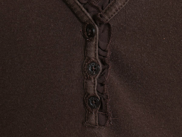 00s ローレン ラルフローレン Vネック 長袖 Tシャツ レディース M オールド 7分袖 カットソー ストレッチ コットン 襟レース きれいめ 無地
