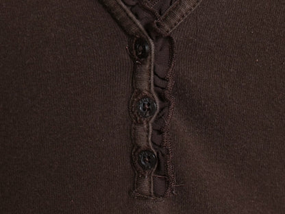 00s ローレン ラルフローレン Vネック 長袖 Tシャツ レディース M オールド 7分袖 カットソー ストレッチ コットン 襟レース きれいめ 無地