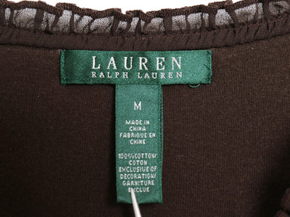 00s ローレン ラルフローレン Vネック 長袖 Tシャツ レディース M オールド 7分袖 カットソー ストレッチ コットン 襟レース きれいめ 無地