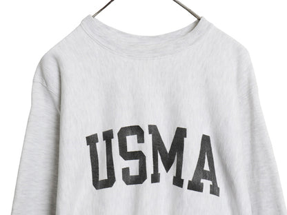 90s USA製 USMA プリント スウェット メンズ L / オールド トレーナー 裏起毛 リバース タイプ ヘビーウェイト ミリタリー グレー MV SPORT