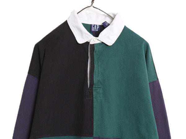 90s オールド ギャップ 長袖 ラガーシャツ メンズ L / ラグビーシャツ 長袖シャツ カットソー クレイジーパターン ゆったり 長袖ポロシャツ