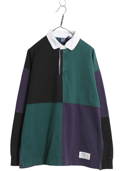 90s オールド ギャップ 長袖 ラガーシャツ メンズ L / ラグビーシャツ 長袖シャツ カットソー クレイジーパターン ゆったり 長袖ポロシャツ