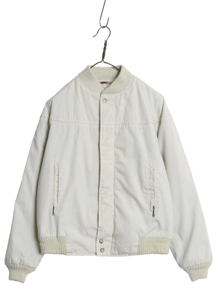 80s ★ カタリナ ダービー ジャケット メンズ M / ヴィンテージ バーシティ カップショルダー ブルゾン フルジップ 中綿 無地 オフホワイト