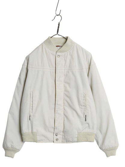 80s ★ カタリナ ダービー ジャケット メンズ M / ヴィンテージ バーシティ カップショルダー ブルゾン フルジップ 中綿 無地 オフホワイト