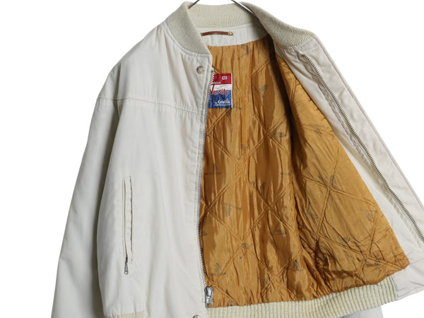80s ★ カタリナ ダービー ジャケット メンズ M / ヴィンテージ バーシティ カップショルダー ブルゾン フルジップ 中綿 無地 オフホワイト