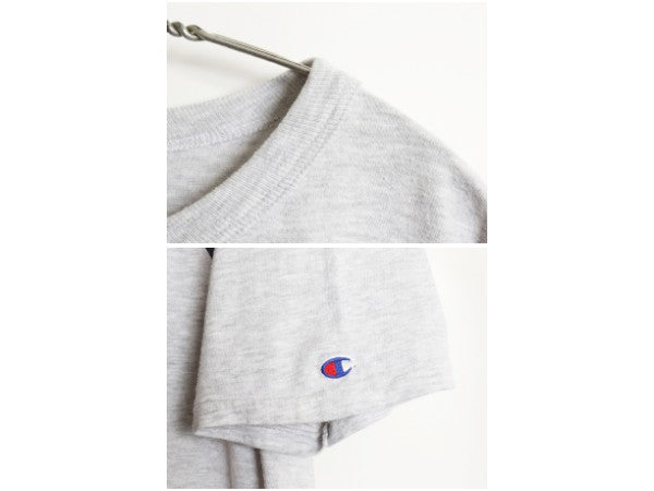 90s USA製 チャンピオン プリント Tシャツ メンズ XXL オールド シングルステッチ ヘビーウェイト 大きいサイズ 目付き グレー スーベニア