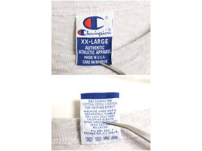 90s USA製 チャンピオン プリント Tシャツ メンズ XXL オールド シングルステッチ ヘビーウェイト 大きいサイズ 目付き グレー スーベニア