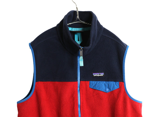 パタゴニア ライトウェイト シンチラ スナップT フリース ベスト メンズ L / 16年製 前開き 重ね着 アウトドア フルジップ ツートン 赤 紺
