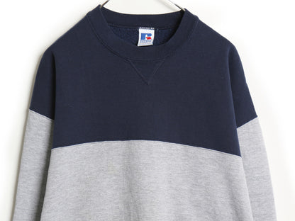 90s USA製 ラッセル 無地 スウェット メンズ レディース XL / 古着 オールド トレーナー 裏起毛 マルチカラー 大きいサイズ クルーネック