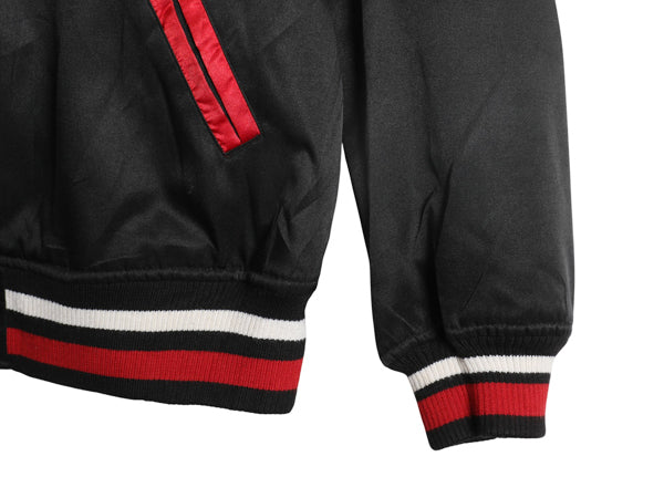 ブルズ ナイロン サテン スタジャン メンズ L / NBA オフィシャル ミッチェルアンドネス 中綿 キルティング ライナー ジョーダン バスケ 黒