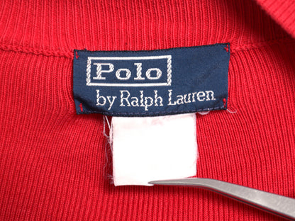 90s ポロ ラルフローレン トラック ジャケット メンズ M 程 オールド フルジップ コットン ニット スウェット ブルゾン リブ編み セーター