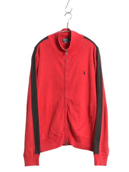 90s ポロ ラルフローレン トラック ジャケット メンズ M 程 オールド フルジップ コットン ニット スウェット ブルゾン リブ編み セーター