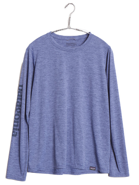 パタゴニア キャプリーン 長袖 Tシャツ メンズ S / アウトドア ストレッチ アンダーシャツ インナー クルーネック 袖プリント スムース 青