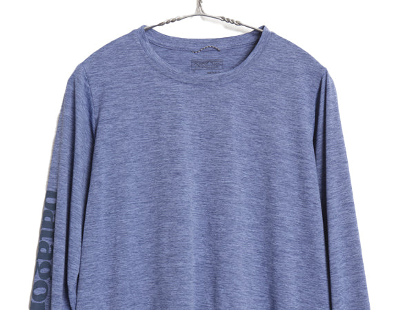 パタゴニア キャプリーン 長袖 Tシャツ メンズ S / アウトドア ストレッチ アンダーシャツ インナー クルーネック 袖プリント スムース 青