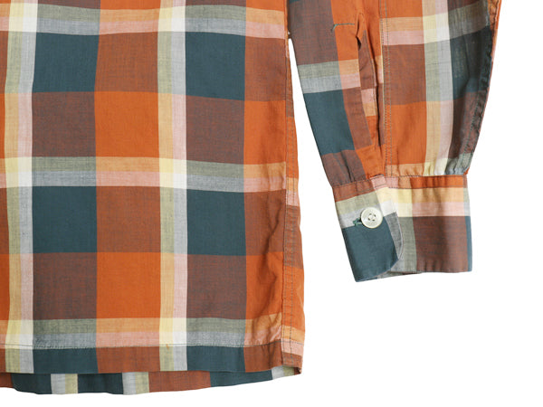 40s USA製 ★ アロー チェック オープンカラー シャツ メンズ L / 古着 ヴィンテージ ループ留め 開襟 ボックス コットン フラップポケット