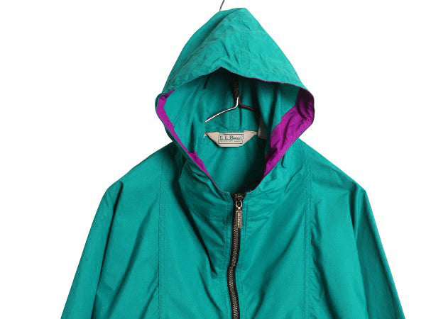 80s USA製 エルエルビーン ナイロン アノラック パーカー ジャケット レディース M ヴィンテージ ハーフジップ プルオーバー マンパ フード