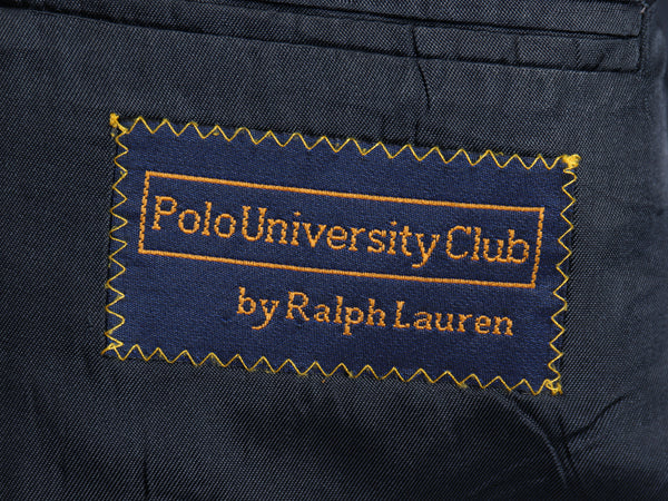 90s USA製 POLO UNIVERSITY CLUB ラルフローレン テーラード ジャケット メンズ L 程 オールド ウール 紺ブレ ブレザー 金ボタン きれいめ