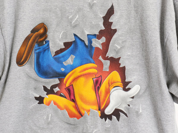 00s グーフィー イラスト 両面 プリント Tシャツ メンズ レディース XL / オールド ディズニー オフィシャル キャラクター 大きいサイズ 灰