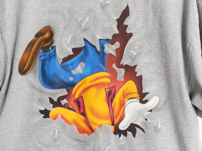 00s グーフィー イラスト 両面 プリント Tシャツ メンズ レディース XL / オールド ディズニー オフィシャル キャラクター 大きいサイズ 灰