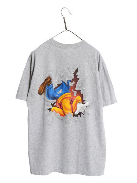 00s グーフィー イラスト 両面 プリント Tシャツ メンズ レディース XL / オールド ディズニー オフィシャル キャラクター 大きいサイズ 灰