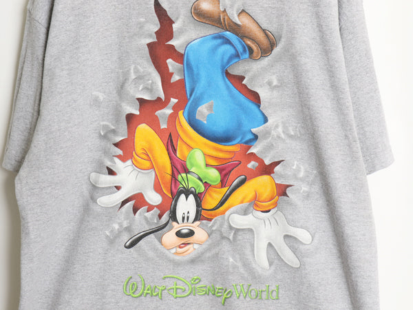 00s グーフィー イラスト 両面 プリント Tシャツ メンズ レディース XL / オールド ディズニー オフィシャル キャラクター 大きいサイズ 灰