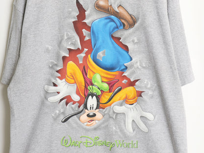 00s グーフィー イラスト 両面 プリント Tシャツ メンズ レディース XL / オールド ディズニー オフィシャル キャラクター 大きいサイズ 灰