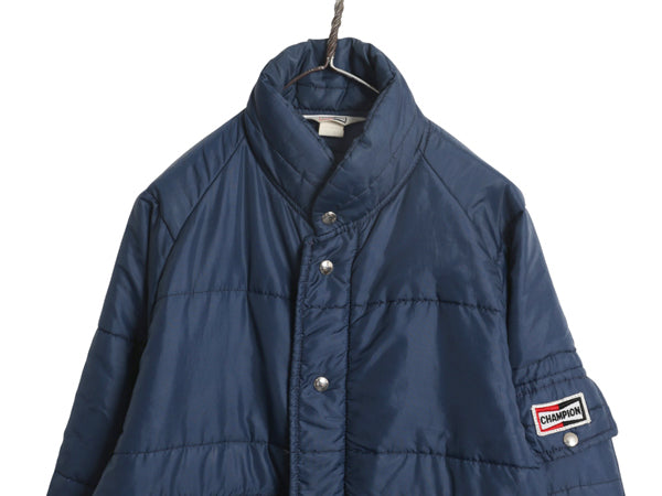 80s USA製 ★ チャンピオン スパーク プラグ ナイロン レーシング ジャケット メンズ L ヴィンテージ 企業物 中綿 キルティング フルジップ