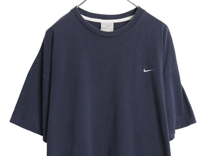 00s ナイキ スモール スウッシュ 刺繍 半袖 Tシャツ メンズ XXL オールド ヘビーウェイト コットン ワンポイント カットソー 大きいサイズ