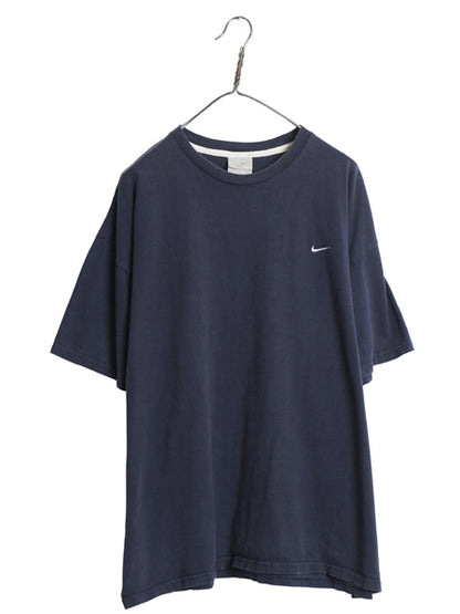 00s ナイキ スモール スウッシュ 刺繍 半袖 Tシャツ メンズ XXL オールド ヘビーウェイト コットン ワンポイント カットソー 大きいサイズ