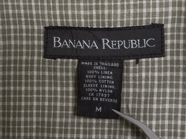 90s ★ バナナリパブリック 100% リネン カバーオール ジャケット メンズ M オールド ワーク ハーフ コート ライナー付き 無地 ナチュラル