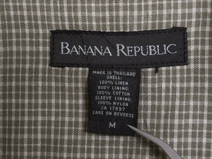 90s ★ バナナリパブリック 100% リネン カバーオール ジャケット メンズ M オールド ワーク ハーフ コート ライナー付き 無地 ナチュラル