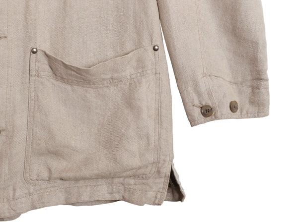 90s ★ バナナリパブリック 100% リネン カバーオール ジャケット メンズ M オールド ワーク ハーフ コート ライナー付き 無地 ナチュラル
