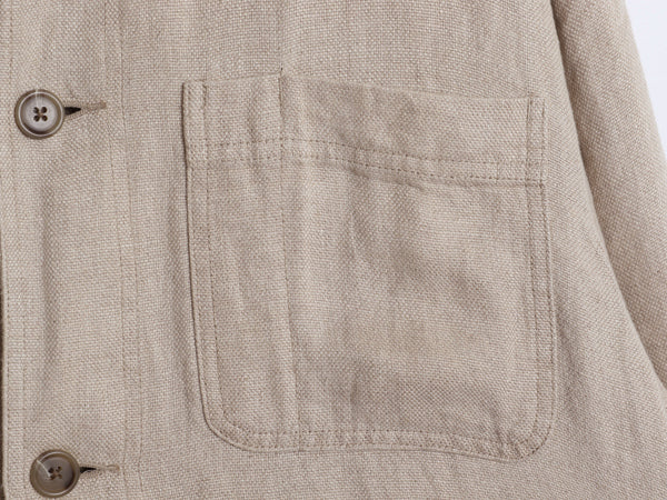 90s ★ バナナリパブリック 100% リネン カバーオール ジャケット メンズ M オールド ワーク ハーフ コート ライナー付き 無地 ナチュラル