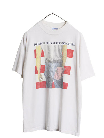90s USA製 ブルース スプリングスティーン イラスト プリント Tシャツ メンズ L オールド 両面 オフィシャル ロック バンド ALL SPORT 白