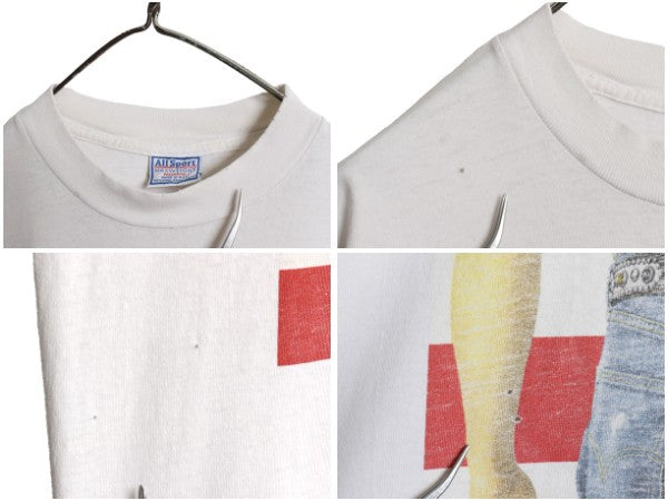 90s USA製 ブルース スプリングスティーン イラスト プリント Tシャツ メンズ L オールド 両面 オフィシャル ロック バンド ALL SPORT 白