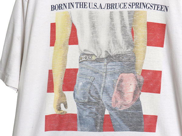 90s USA製 ブルース スプリングスティーン イラスト プリント Tシャツ メンズ L オールド 両面 オフィシャル ロック バンド ALL SPORT 白