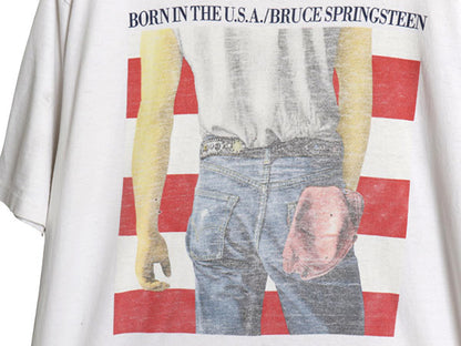 90s USA製 ブルース スプリングスティーン イラスト プリント Tシャツ メンズ L オールド 両面 オフィシャル ロック バンド ALL SPORT 白