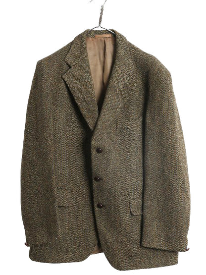 70s DUNN&Co ハリスツイード テーラード ジャケット メンズ XL 古着 旧タグ ヴィンテージ ブレザー ダン社 イギリス製 厚手 ヘビーウェイト