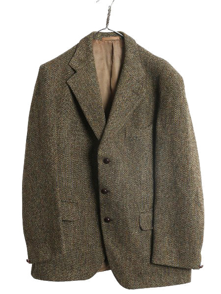 70s DUNN&Co ハリスツイード テーラード ジャケット メンズ XL 古着 旧タグ ヴィンテージ ブレザー ダン社 イギリス製 厚手 ヘビーウェイト