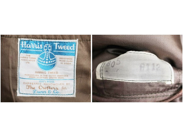 70s DUNN&Co ハリスツイード テーラード ジャケット メンズ XL 古着 旧タグ ヴィンテージ ブレザー ダン社 イギリス製 厚手 ヘビーウェイト