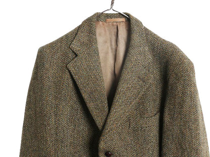 70s DUNN&Co ハリスツイード テーラード ジャケット メンズ XL 古着 旧タグ ヴィンテージ ブレザー ダン社 イギリス製 厚手 ヘビーウェイト